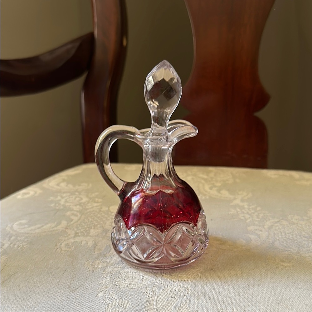 EAPG Elson Glass Company 1892 ruby stained antique glass cruet decanter